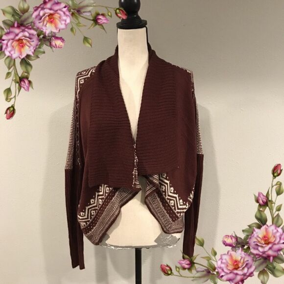 Burgundy Christmas Long sleeve open cardigan - Picture 1 of 10